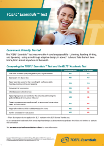 Comparando o Teste Essencial do TOEFL com o Teste Acadêmico do IELTS
