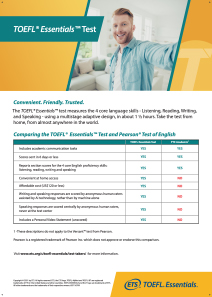 Comparando o Teste Essencial do TOEFL com o Teste Pearson de Inglês