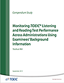 Leia mais sobre o monitoramento do desempenho em testes de escuta e leitura do TOEIC entre administrações usando as informações de base do examinado