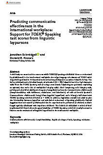 Leia Prevendo a Eficácia Comunicativa no Local de Trabalho Internacional: Apoio às Notas dos Testes de Expressão Oral do TOEIC por leigos linguísticos